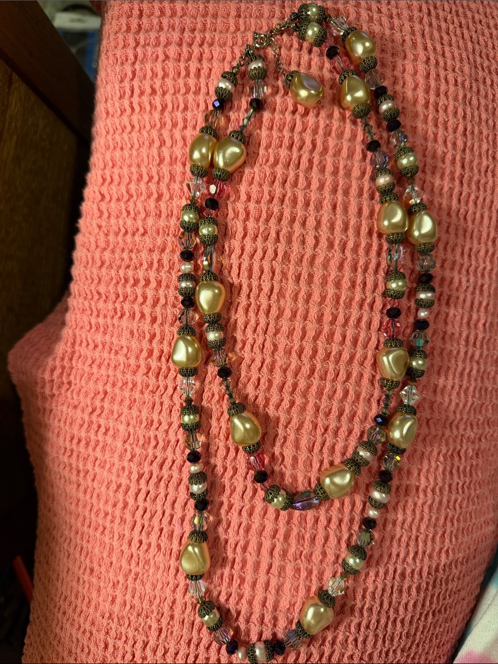 Sorrelli Cream Faux Pearl Layered Necklace with Accent Beads